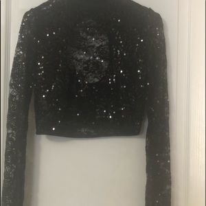 Long Sleeve sequin crop top